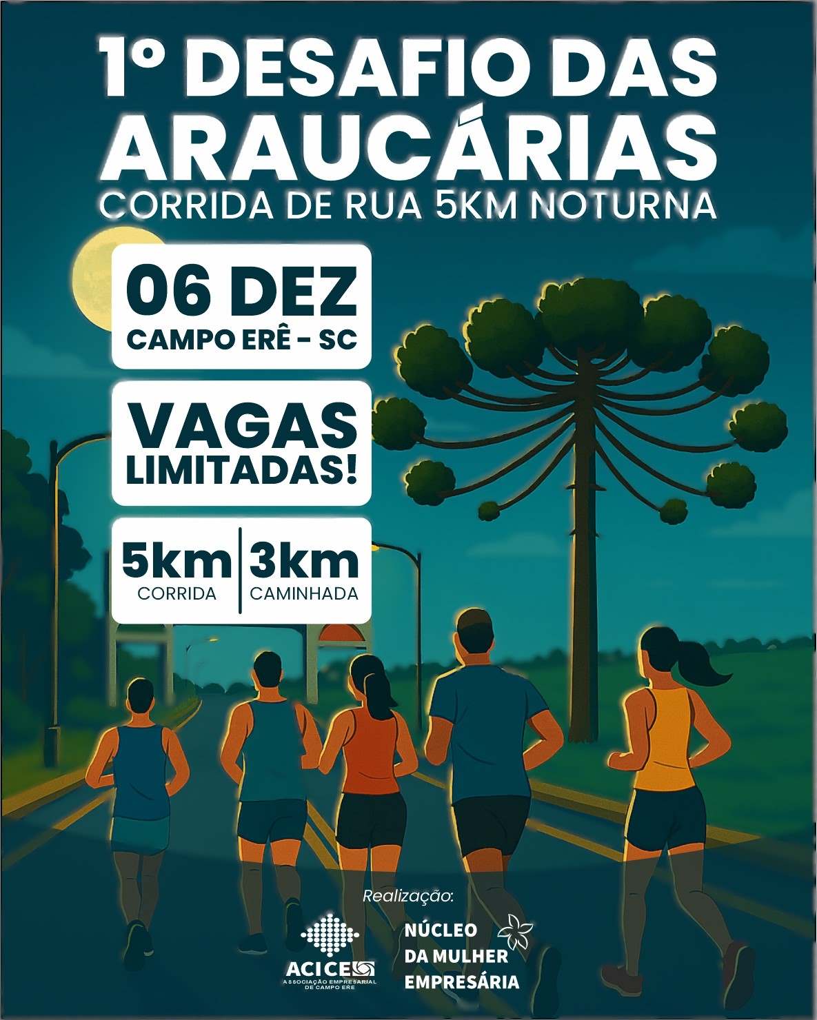 1º DESAFIO DAS ARAUCÁRIAS - Corrida Noturna e Caminhada